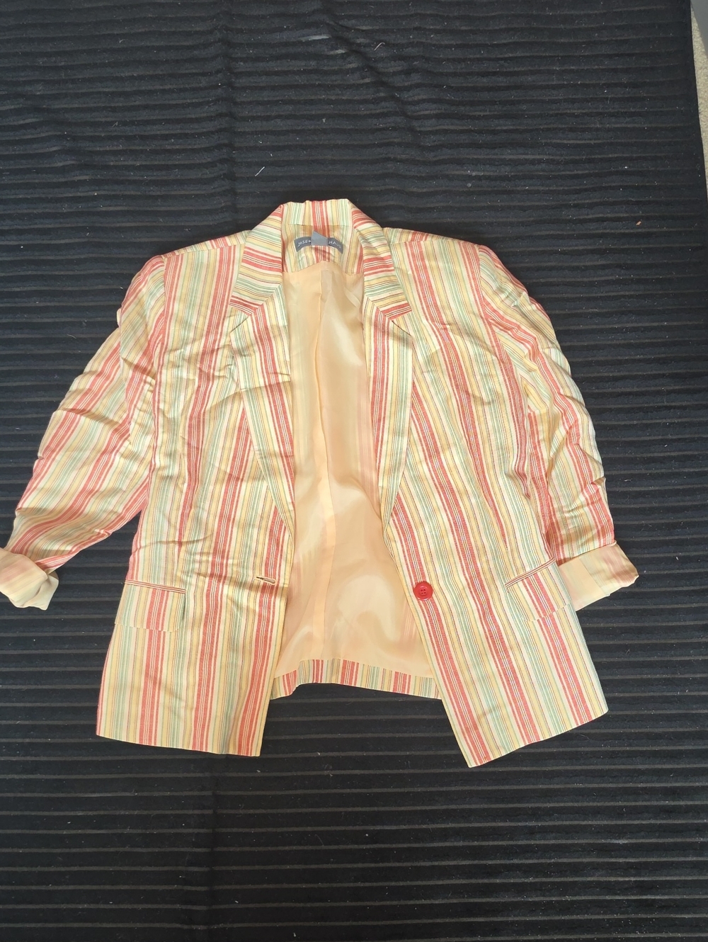 Josephine Chaus Pastel Striped Blazer in Pink, Yellow, Green and Blue